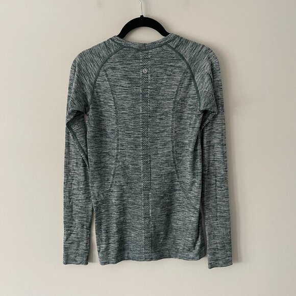 Lululemon Run: Swiftly Tech Long Sleeve Crew Neck Activewear T-Shirt Green 6 - Picture 3 of 7